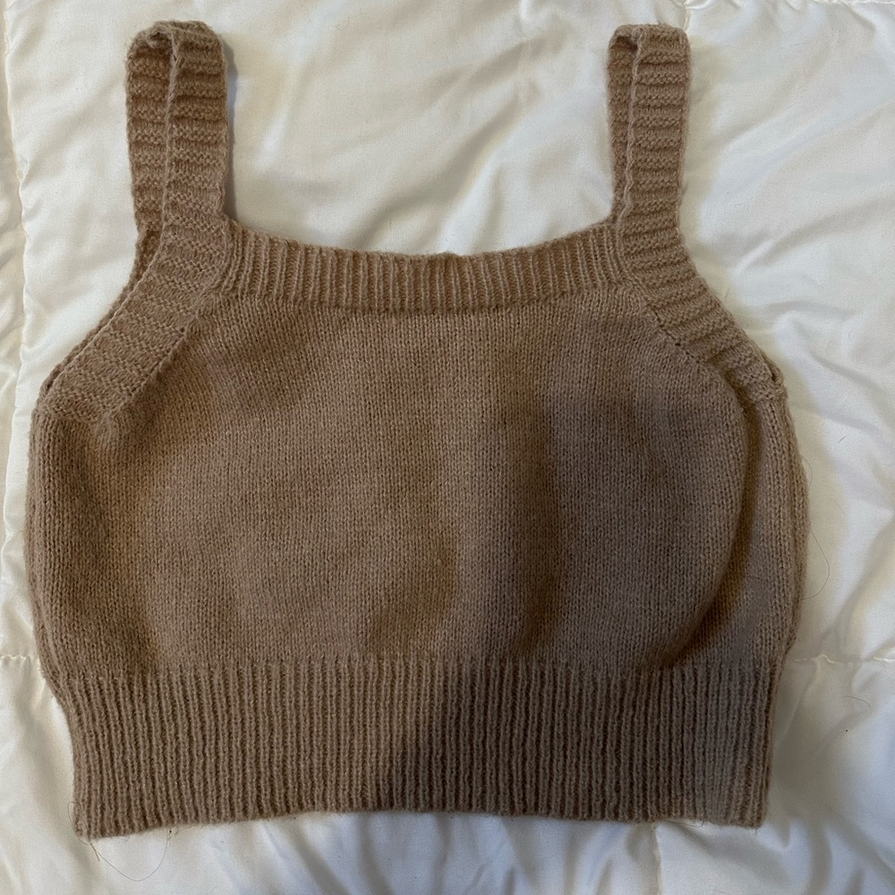Tan Knit Crop Top